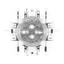 Incorporate cybernetic elements into a galaxy scene representing the darkness of space tattoo design idea