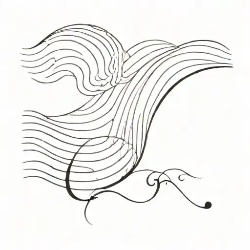 a wave going into a straight line then the qutoe "perfect peacefulness" tattoo design idea
