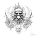 Combine elements of stoner doom metal and Giger art to create a futuristic demon design tattoo design idea