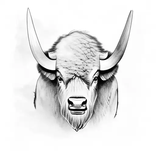 Buffalo facing a Storm clear night  tattoo design idea
