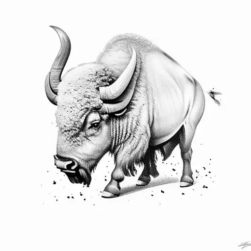 Buffalo running into the night tattoo design idea