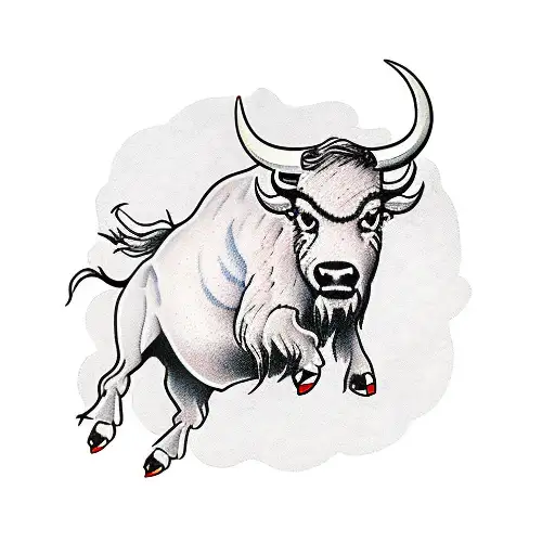 Buffalo running into the night tattoo design idea