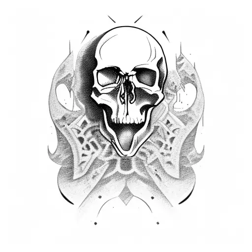 Skull with steel tattoo design idea