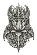 tulip flower, crown of thorns, a cross with wings spread tattoo design idea