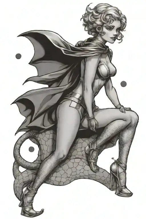 mew mew power girl sitting tattoo design idea