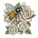 rose and bee tattoo design idea