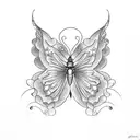 side angle butterfly on flower  tattoo design idea
