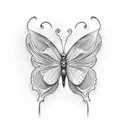 side angle butterfly on flower  tattoo design idea