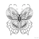 side angle butterfly on flower  tattoo design idea