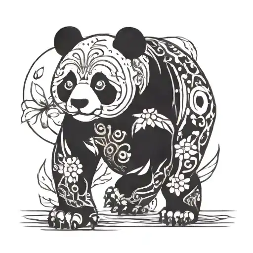 trans dimensional panda bear tattoo design idea