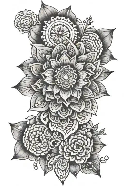 mandala and floral back tattoo tattoo design idea