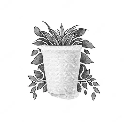 small plant in a pot tattoo design idea