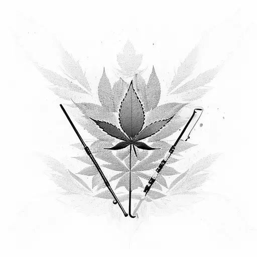 A paintball splatter in the shape of a cannabis leaf, with geometric patterns and Toronto landmarks hidden within the design tattoo design idea