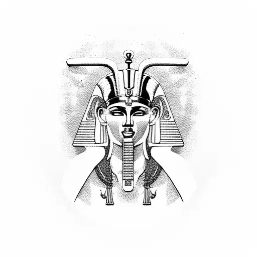 Pharaoh with hieroglyphs behind him tattoo design idea