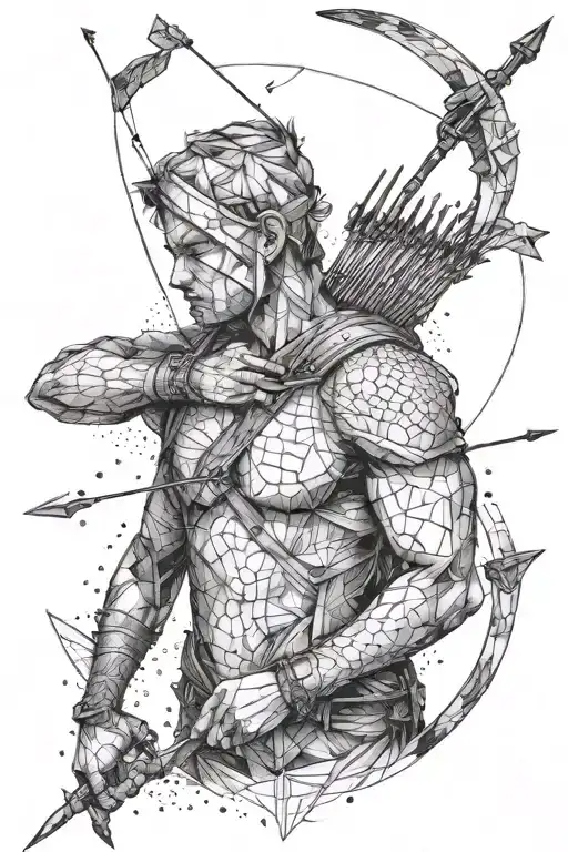 Man with bow and arrow tattoo design idea
