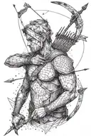 Man with bow and arrow tattoo design idea