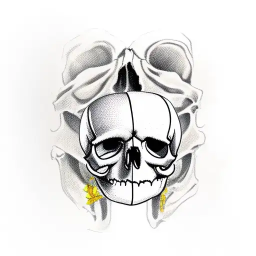 crossbones skull with a beard and a crossed pastry chef's knife and balloon tattoo design idea