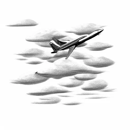An airplane soaring through the clouds above Iowa's cornfields tattoo design idea