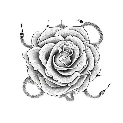 snakes with roses tattoo design idea