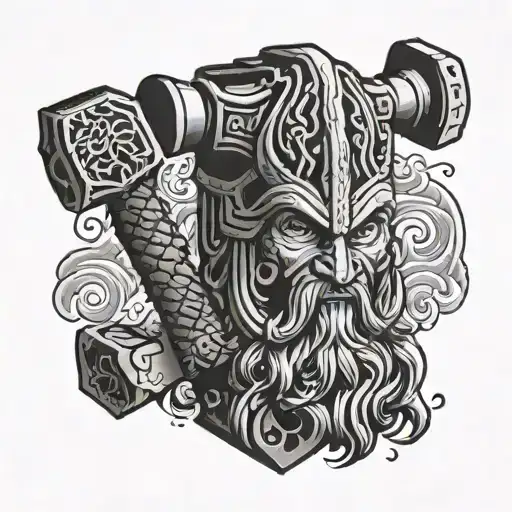 thor hammer tattoo design idea