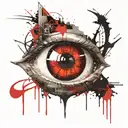 Sauron eye with ring writting   tattoo design idea