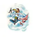 a man lying on a cloud  tattoo design idea