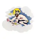 a man lying on a cloud  tattoo design idea
