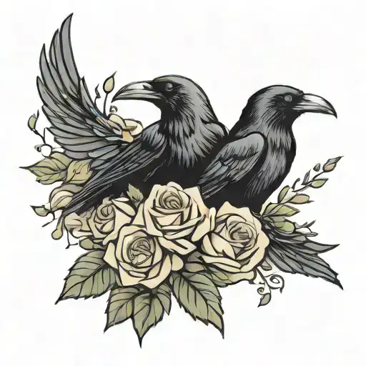 a raven a grim reaper roses tattoo design idea