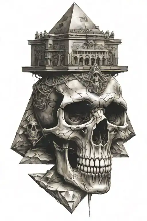 skull pyramid tattoo design idea