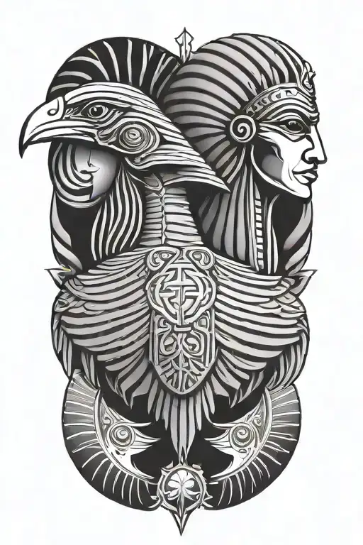 horus and ra tattoo design idea