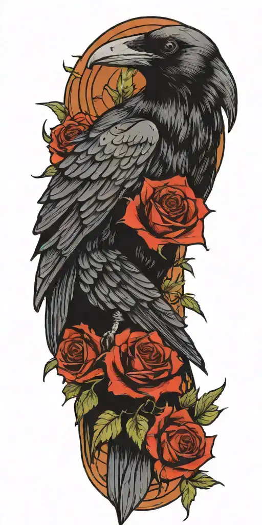 a raven a grim reaper roses tattoo design idea