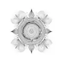 An intricate mandala design incorporating elements of nature and trees, representing growth and balance tattoo design idea