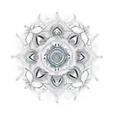 An intricate mandala design incorporating elements of nature and trees, representing growth and balance tattoo design idea