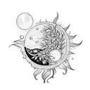 floral sun and moon with vines  tattoo design idea