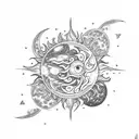 floral sun and moon with vines  tattoo design idea