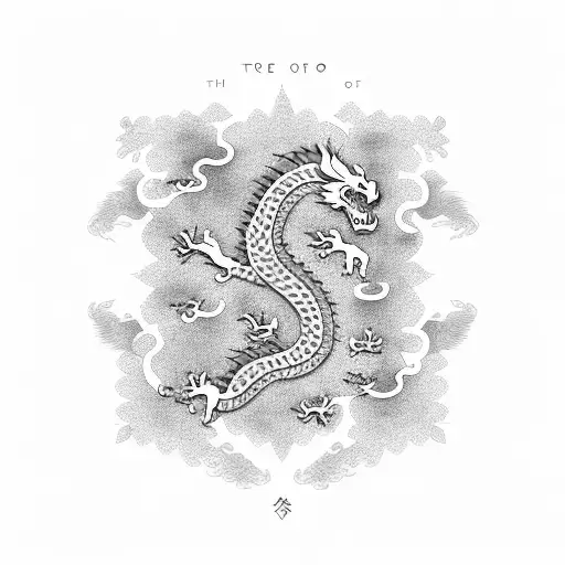 Tree of Life and dragon chinese tattoo design idea