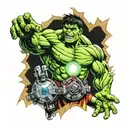 hulk fighting ironman arc reactor tattoo design idea