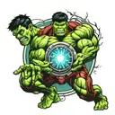 hulk fighting ironman arc reactor tattoo design idea