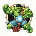 hulk fighting ironman arc reactor tattoo design idea