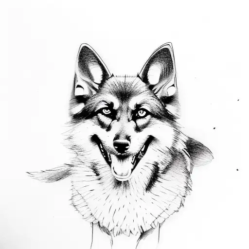 cute dog mix german shepard skinnier smaller and cuter kinda fox looking tattoo design idea