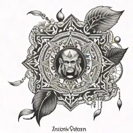 tarot cards, fortune teller, mandala design incorporating elements tattoo design idea