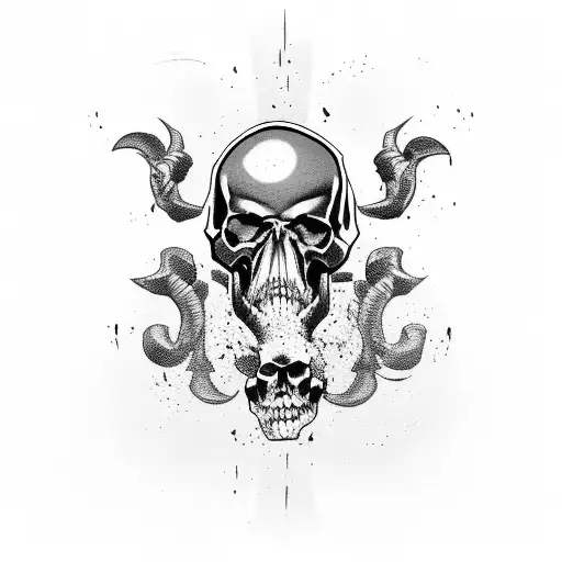 A battlefield scene with skulls scattered around tattoo design idea