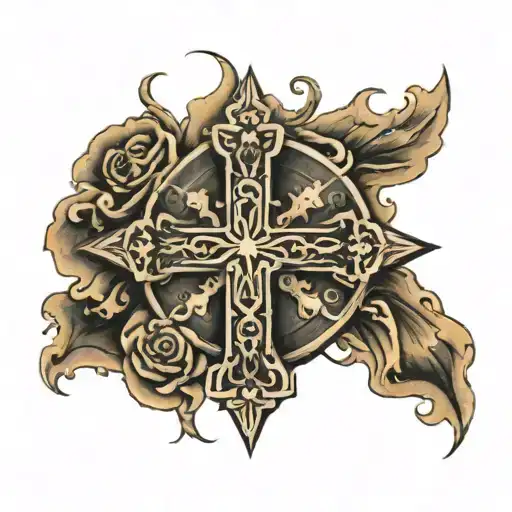 black weathered cross tattoo tattoo design idea