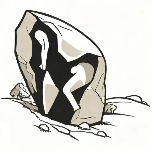 SISYPHUS Rolling Boulder Up Hill. Boulder is a symbol lf some sort. Early 2000s Windows, ONLINE, Style tattoo design idea