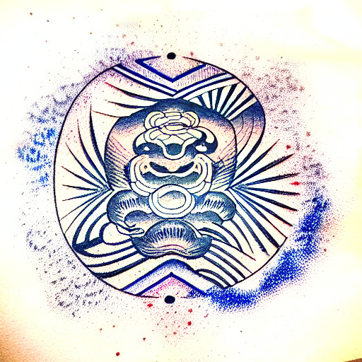 Paint brush drawing of psychology psi symbol tattoo design idea