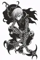 a phantom troop spider from hunter x hunter with Kurapika's chain tattoo design idea