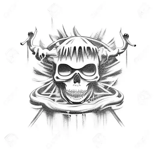 A spooky carwash scene with creepy pasta characters tattoo design idea