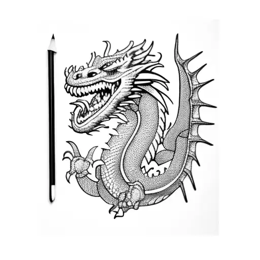 dragon with human torso, smoking joint like gangster tattoo design idea