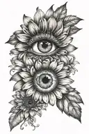 gerberas and eye look tattoo design idea