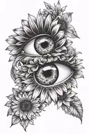 gerberas and eye look tattoo design idea